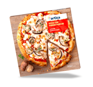 Pizza with pore mushrooms
